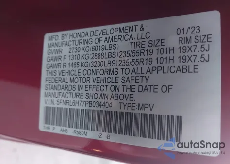 2023 Honda Odyssey Sport from USA, damaged, VIN 5FNRL6H77PB034404